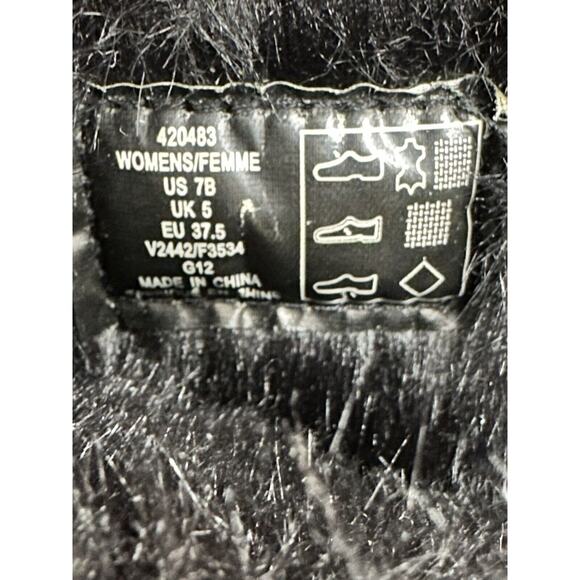 LANDS' END Mendota Black Suede Faux Fur Snow Boots Womens Size 7B Pull-On 420483 - Picture 10 of 11